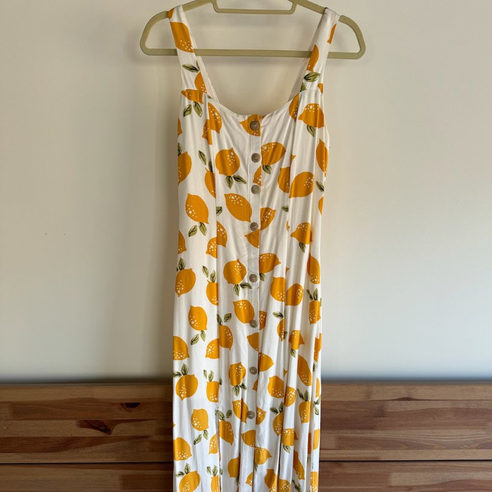 Melloday Sun Dress with Lemon Print